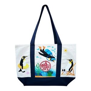 Hand-Painted Trader Joe’s Penguin Tote Bag – Limited Edition Reusable Canvas Bag